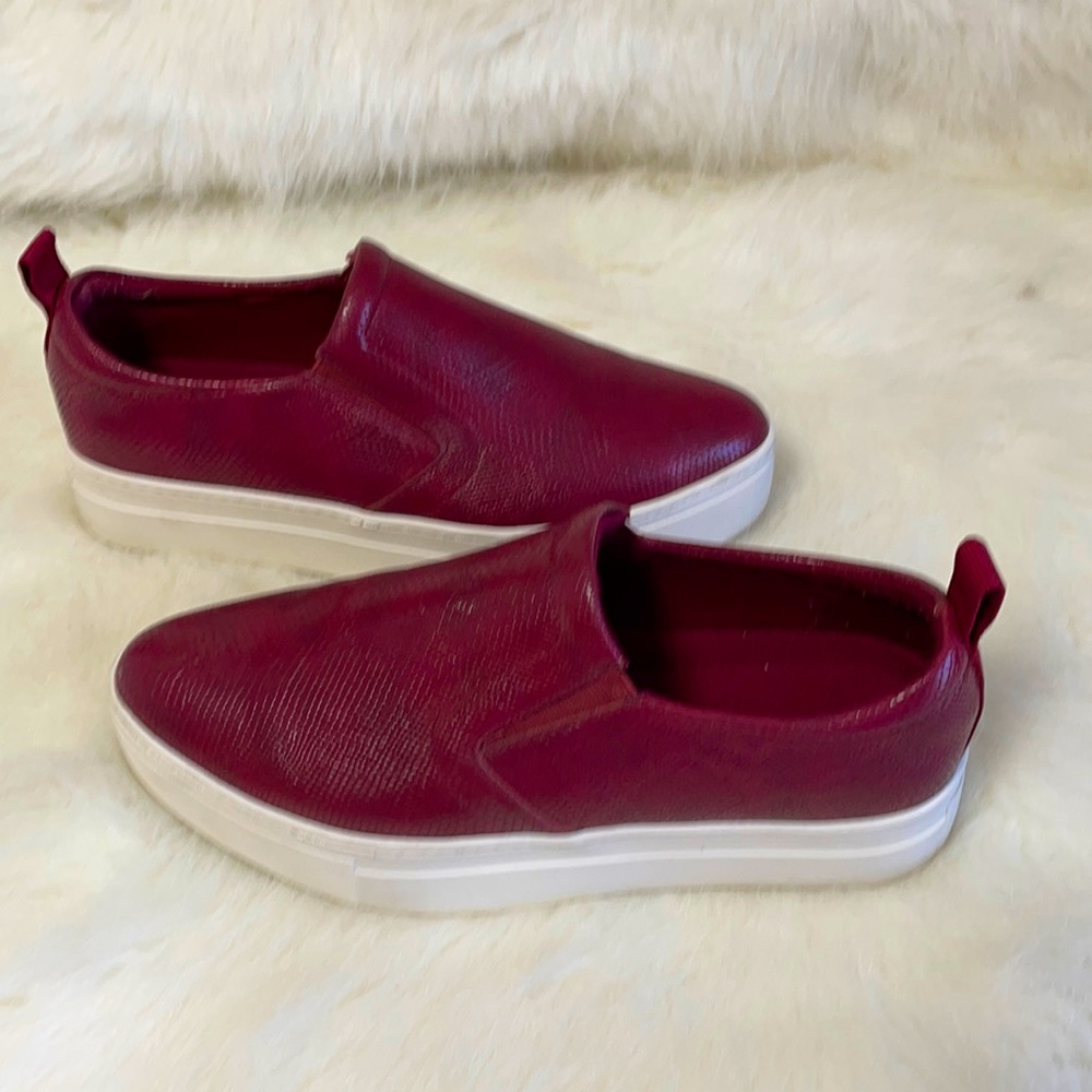 Red leather slip on